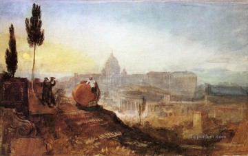 ジョセフ・マロード・ウィリアム・ターナー Painting - バルベリーニ邸から見たローマのサン・ピエトロ大聖堂 ロマンチックなターナー